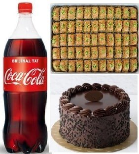 Aile Boyu Tatlı Keyfi Pasta Baklava ve 1 Litre Cola Paketi